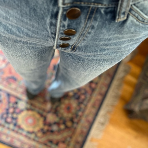 Nasty Girl High Rise Wide Leg Button Up Denim Flared Jeans - Picture 5 of 9